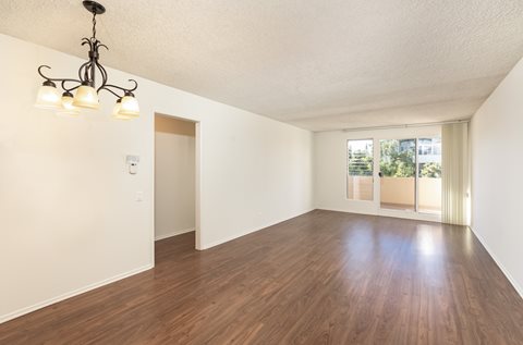Living Room with Hardwood Floors and Patio Doors